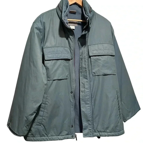 Vintage 90s Pierre Cardin Fleece Lined Winter Coat Jacket Bluish Gray Mens Large - Picture 1 of 12